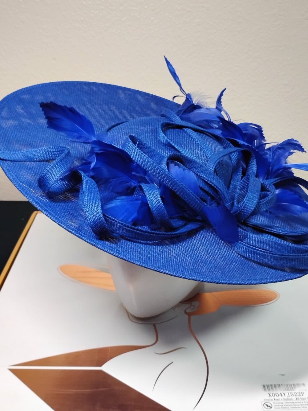 Royal Blue Fascinator Hat Feather Ribbon Headband Kentucky Derby Wedding